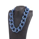 Necklace Stingray Leather Jeans Blue Polished Shiny / 50x35mm / Wavy Chain / 63cm