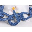 Halskette Rochenleder Jeans Blue Polished Shiny / 50x35mm / Wavy Chain / 63cm