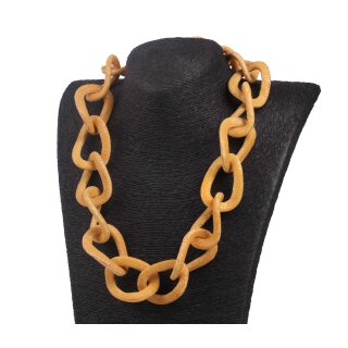 Necklace Stingray Leather Yellow  Polished Shiny / 50x35mm / Wavy Chain / 63cm