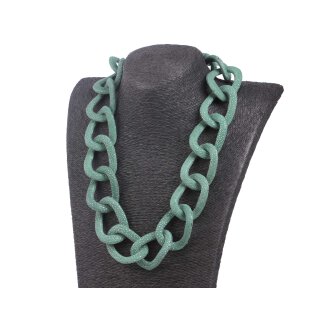 Halskette Rochenleder Dark Green Polished Shiny / 50x35mm / Wavy Chain / 63cm