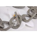 Necklace Stingray Leather Grey  Polished Shiny / 50x35mm / Wavy Chain / 63cm