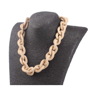 Halskette Rochenleder Light Beige Chain, Polished Shiny / 30x20mm / Small Wavy / 52cm