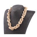 Necklace Stingray Leather Light Beige Chain,  Polished Shiny / 30x20mm / Small Wavy / 52cm