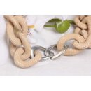 Halskette Rochenleder Light Beige Chain, Polished Shiny / 30x20mm / Small Wavy / 52cm