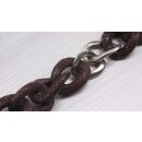 Necklace Stingray Leather Brown Chain,  Polished Shiny / 30x20mm / Small Wavy / 52cm
