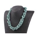 Necklace Stingray Leather Deep Jungle Chain,  Polished Shiny / 30x20mm / Small Wavy / 52cm