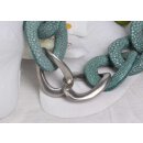 Necklace Stingray Leather Deep Jungle Chain,  Polished Shiny / 30x20mm / Small Wavy / 52cm