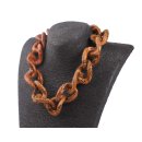 Necklace Python Leather Chain  / 45x35mm ,  Tan / Wavy...