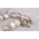 Necklace Champagne and White colored oval irreg. shape fresh water pearl 22mm / 47cm