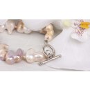 Necklace Champagne and White colored oval irreg. shape fresh water pearl 24mm / 47cm