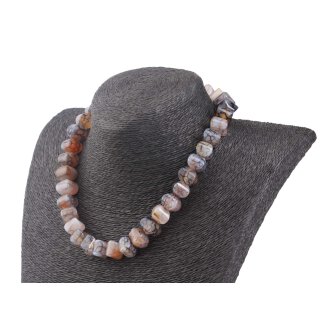 Necklace Grey Agate stone 12mm / 45cm