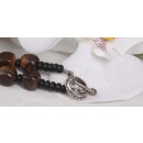 Halskette Tigers Eye Natural Gemstone w / black stone 15mm / 50cm