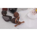 Necklace Red Leopard Square 45x35mm, Brown Lava Stone 10mm / 53 cm