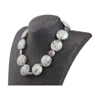 Halskette Purple Kiwi stone with Silver accents 16 / 30mm / 48cm