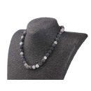 Necklace Matt Black Banded Agate Round 9mm / 46cm