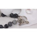 Necklace Matt Black Banded Agate Round 9mm / 46cm