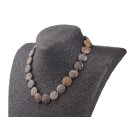 Necklace Red Artistic Stone Flat Round 17mm / 43cm