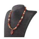 Necklace Red Agate Pendant with silver accents 10 / 20mm...