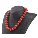 Necklace Round Bead Red sponge coral natural gem stone 15mm / 47cm