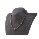 Necklace Smoke QZ Stone Faceted with Silver accent 8mm / 45cm