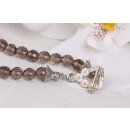 Halskette Smoke QZ Stone Faceted with Silver accent 8mm / 45cm