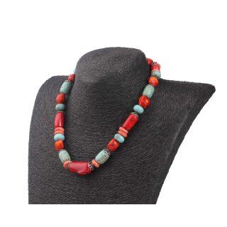 Necklace Multi colored semi / precious stone 4x20mm / 45cm