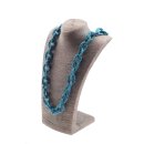 Necklace Python Leather Chain  / 35x23mm ,  Blue Matt /...