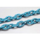 Necklace Python Leather Chain  / 35x23mm ,  Blue Matt /...