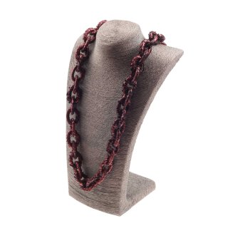 Necklace Python Leather Chain  / 35x23mm ,  Burgundy / Oval / 104cm