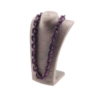 Necklace Python Leather Chain  / 35x23mm ,  Violet shiny / Oval / 104cm