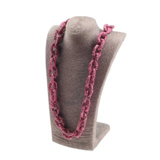 Necklace Python Leather Chain  / 35x23mm ,  Pink shiny / Oval / 104cm