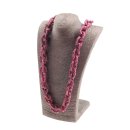 Necklace Python Leather Chain  / 35x23mm ,  Pink shiny /...