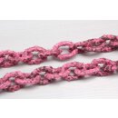 Necklace Python Leather Chain  / 35x23mm ,  Pink shiny / Oval / 104cm