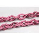 Necklace Python Leather Chain  / 35x23mm ,  Pink shiny /...