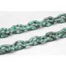 Necklace Python Leather Chain  / 35x23mm ,  Green shiny / Oval / 104cm