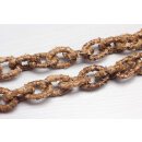 Necklace Python Leather Chain  / 35x23mm ,  Brown shiny /...