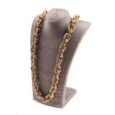 Necklace Python Leather Chain  / 35x23mm ,  Gold shiny /...