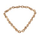 Necklace Python Leather Chain  / 35x23mm ,  Gold shiny / Oval / 104cm