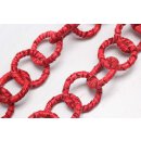 Halskette Nappa Leather Wrapped Chain / 44mm , Red / Ring...
