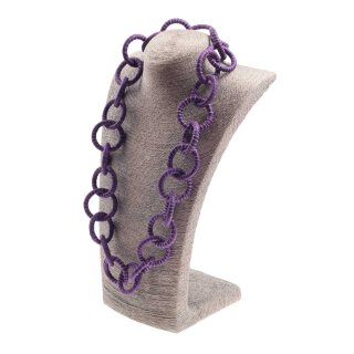 Halskette Nappa Leather Wrapped Chain / 44mm , Violet / Ring / 92cm