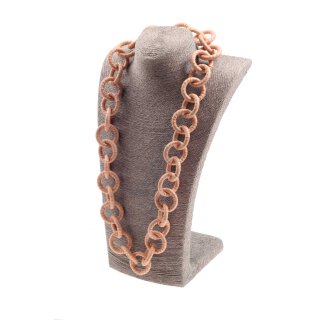 Necklace Nappa Leather Wrapped Necklace Chain / 35mm , Peach cobbler / Ring / 92cm