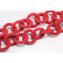 Halskette Nappa Leather Wrapped Chain / 35mm ,  Red Matt...