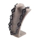 Necklace Stingray Leather  Chain 60x45mm ,  Black Shiny /...