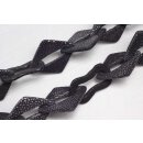 Necklace Stingray Leather  Chain 60x45mm ,  Black Shiny / eye / oval twist / 110cm