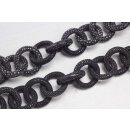 Necklace Stingray Leather  Chain 35mm ,  Black Shiny /...