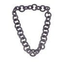 Necklace Stingray Leather  Chain 35mm ,  Black Shiny / Ring / 78cm
