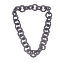 Halskette Rochenleder Leder  Chain 35mm ,  Black Shiny / Ring / 78cm