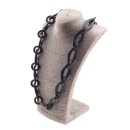 Necklace Stingray Leather  Chain 31 / 65mm ,  Black Shiny...