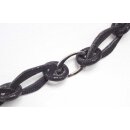Necklace Stingray Leather  Chain 31 / 65mm ,  Black Shiny / Ring / Eye shape / 102cm