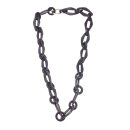 Necklace Stingray Leather  Chain 31 / 65mm ,  Black Shiny / Ring / Eye shape / 102cm
